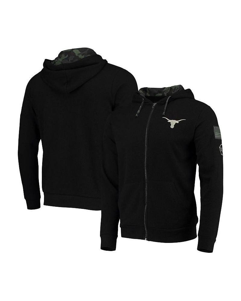 Men's Black Texas Longhorns OHT Military-inspired Appreciation Logo Waffle Full-zip Hoodie $30.80 Sweatshirt