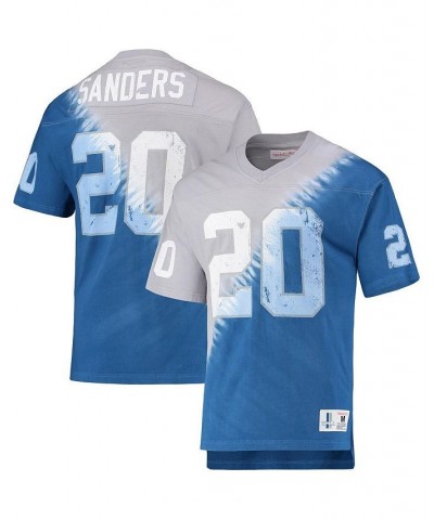 Men's Barry Sanders Silver, Blue Detroit Lions Retired Player Name & Number Diagonal Tie-Dye V-Neck T-shirt $55.00 T-Shirts