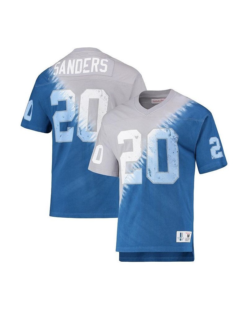 Men's Barry Sanders Silver, Blue Detroit Lions Retired Player Name & Number Diagonal Tie-Dye V-Neck T-shirt $55.00 T-Shirts