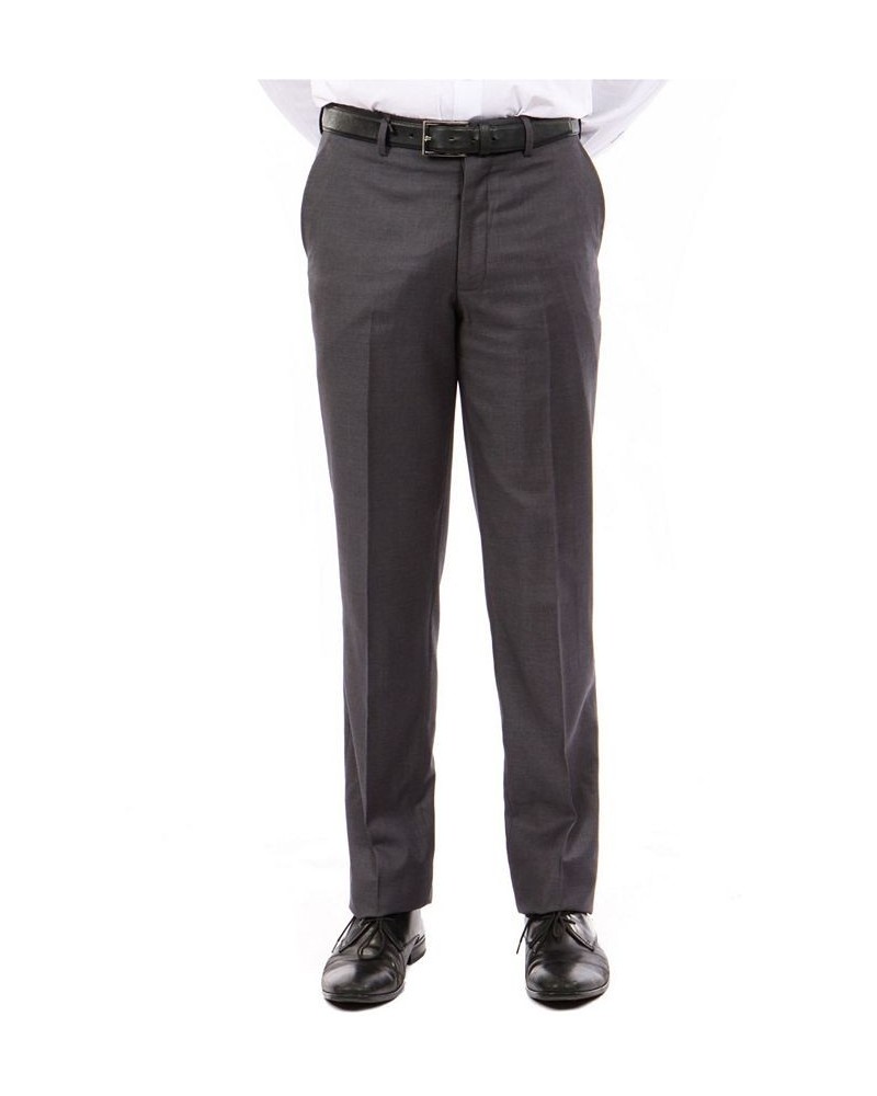 Men's Slim-Fit Flat Front Stretch Dress Pants Dark Gray $21.62 Pants