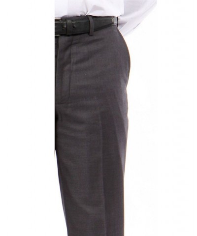 Men's Slim-Fit Flat Front Stretch Dress Pants Dark Gray $21.62 Pants