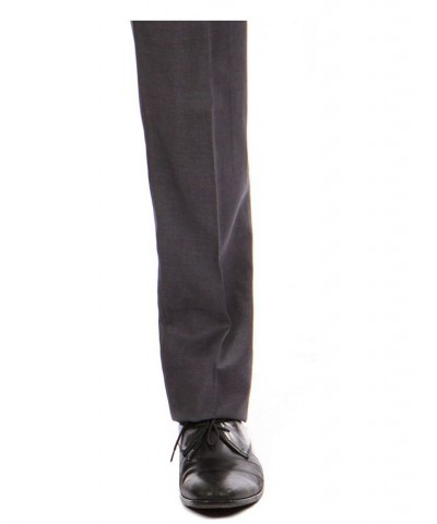 Men's Slim-Fit Flat Front Stretch Dress Pants Dark Gray $21.62 Pants