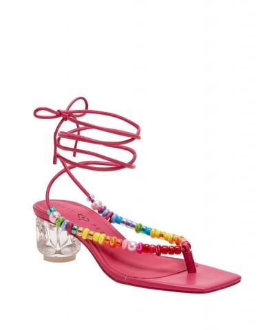 Women's The Cubie Bead Lace Up Sandals Pink $38.08 Shoes