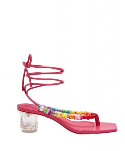 Women's The Cubie Bead Lace Up Sandals Pink $38.08 Shoes