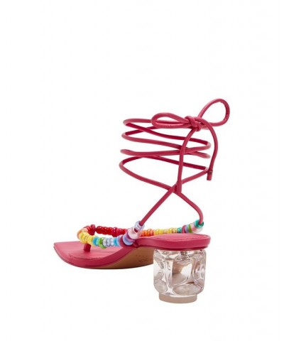 Women's The Cubie Bead Lace Up Sandals Pink $38.08 Shoes