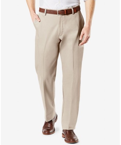 Men's Signature Lux Cotton Classic Fit Creased Stretch Khaki Pants White $27.60 Pants