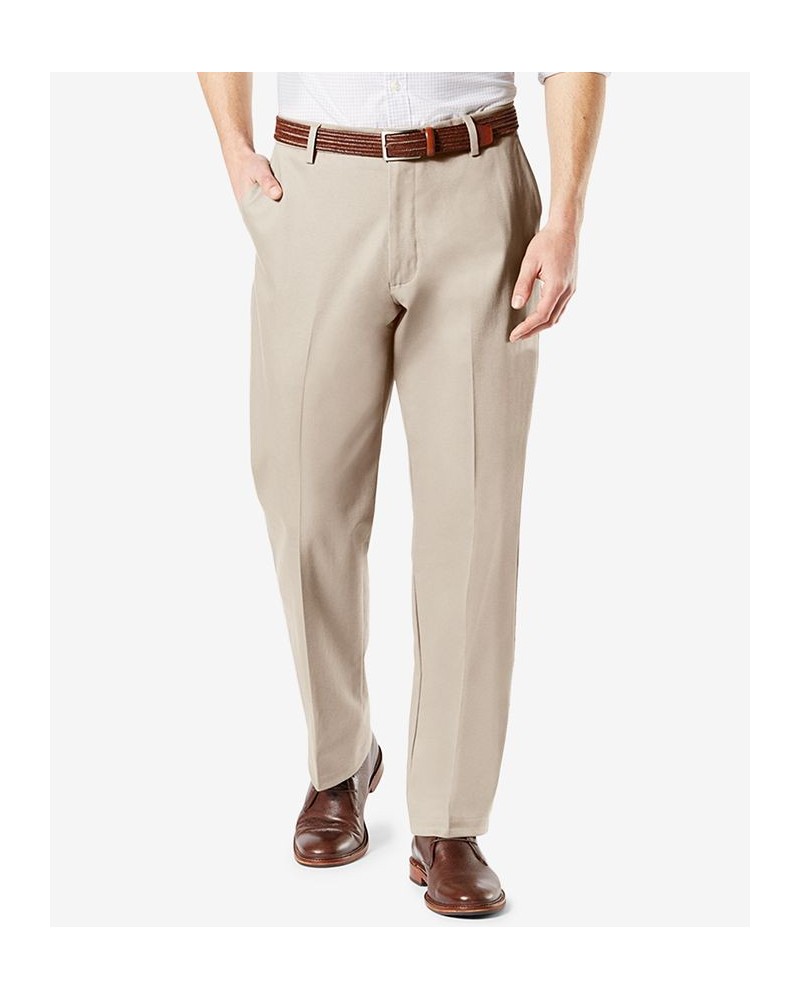 Men's Signature Lux Cotton Classic Fit Creased Stretch Khaki Pants White $27.60 Pants