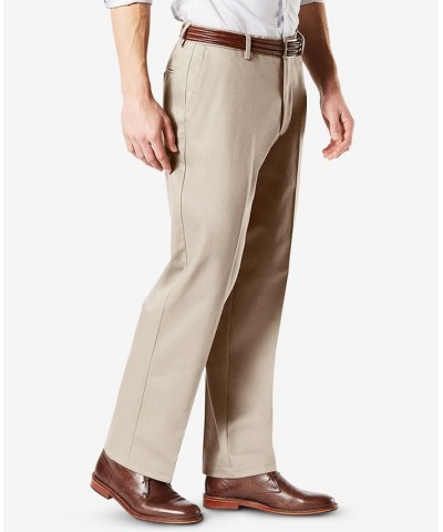 Men's Signature Lux Cotton Classic Fit Creased Stretch Khaki Pants White $27.60 Pants