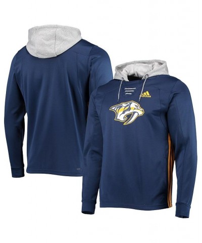 Men's Navy Nashville Predators Skate Lace AEROREADY Pullover Hoodie $37.40 Sweatshirt