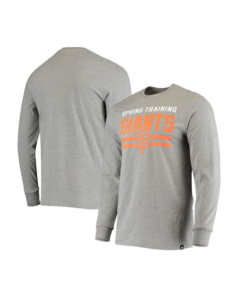 Men's '47 Gray San Francisco Giants Spring Training Team Bar Long Sleeve T-shirt $29.49 T-Shirts