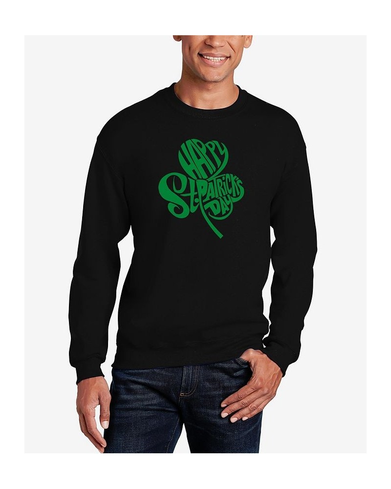 Men's St. Patrick's Day Shamrock Word Art Crewneck Sweatshirt Black $22.00 Sweatshirt