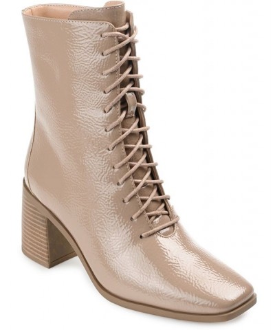 Women's Covva Lace-Up Booties Tan/Beige $43.20 Shoes