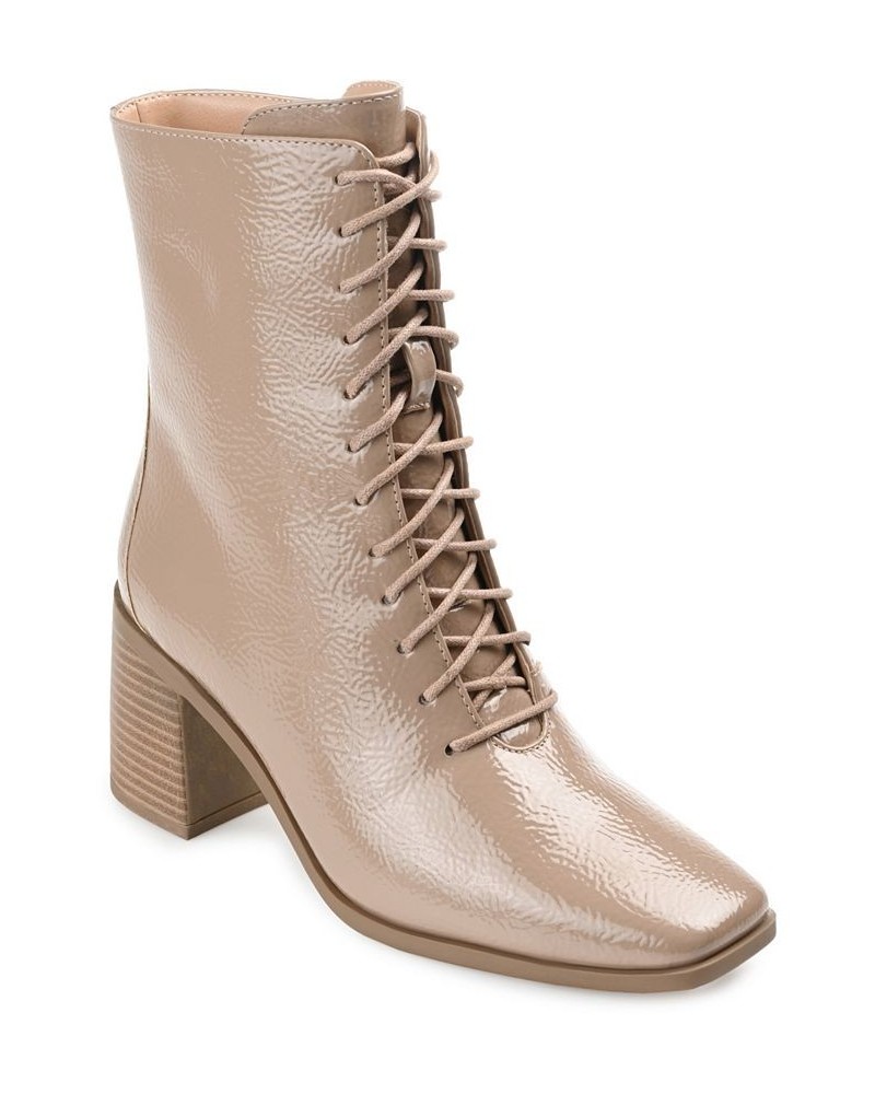 Women's Covva Lace-Up Booties Tan/Beige $43.20 Shoes