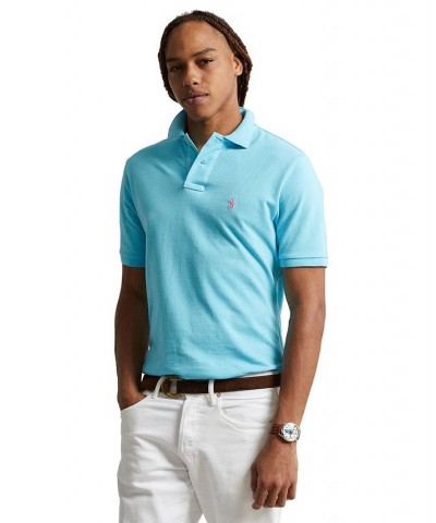 Men's Custom Slim Fit Mesh Polo Cabana Blue $56.40 Polo Shirts