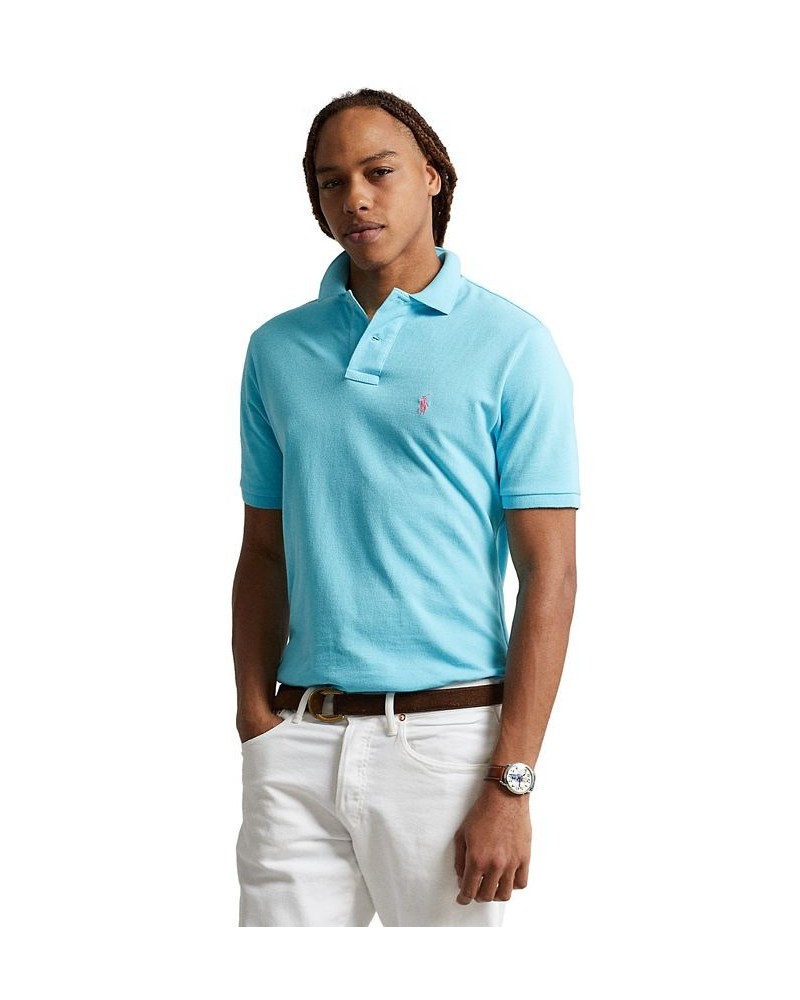 Men's Custom Slim Fit Mesh Polo Cabana Blue $56.40 Polo Shirts