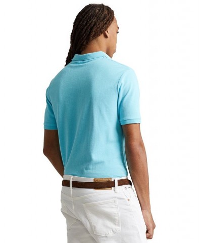 Men's Custom Slim Fit Mesh Polo Cabana Blue $56.40 Polo Shirts