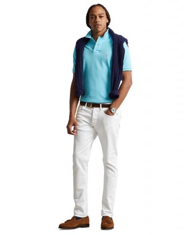 Men's Custom Slim Fit Mesh Polo Cabana Blue $56.40 Polo Shirts