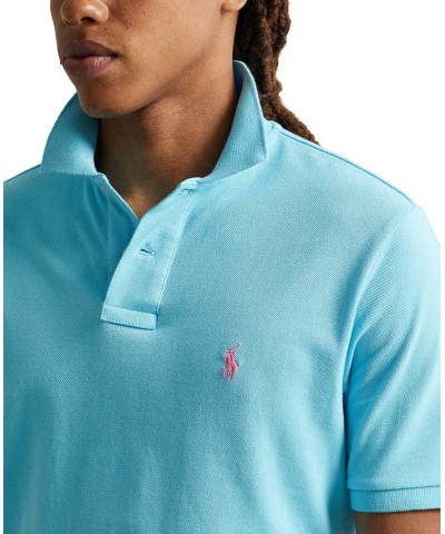 Men's Custom Slim Fit Mesh Polo Cabana Blue $56.40 Polo Shirts