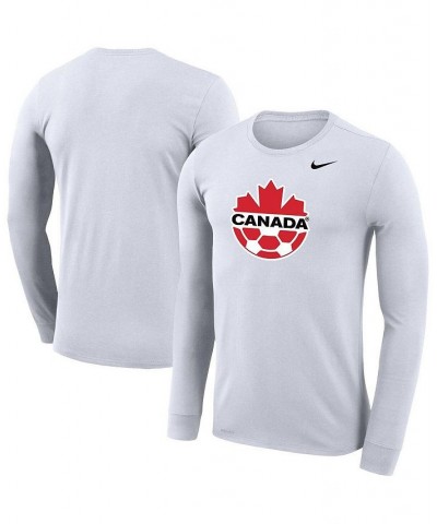 Men's White Canada Soccer Primary Logo Legend Performance Long Sleeve T-shirt $28.99 T-Shirts