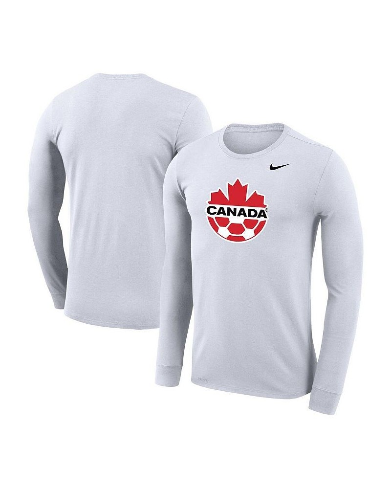 Men's White Canada Soccer Primary Logo Legend Performance Long Sleeve T-shirt $28.99 T-Shirts