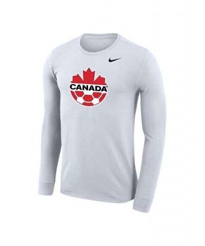 Men's White Canada Soccer Primary Logo Legend Performance Long Sleeve T-shirt $28.99 T-Shirts