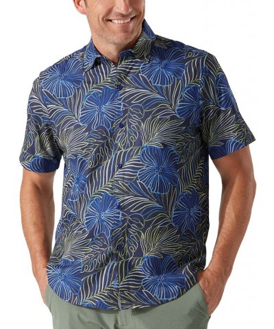 Men's Bahama Coast Monstera Lines Shirt Blue $34.98 Shirts