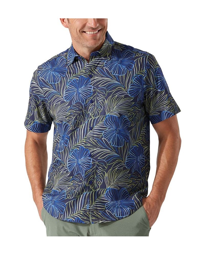 Men's Bahama Coast Monstera Lines Shirt Blue $34.98 Shirts