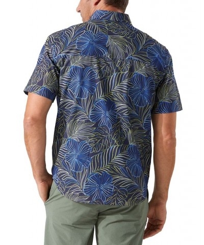 Men's Bahama Coast Monstera Lines Shirt Blue $34.98 Shirts