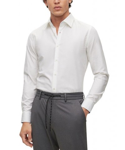 BOSS Men's Slim-Fit Shirt in Easy-Iron Structured Stretch Cotton White $45.54 Shirts