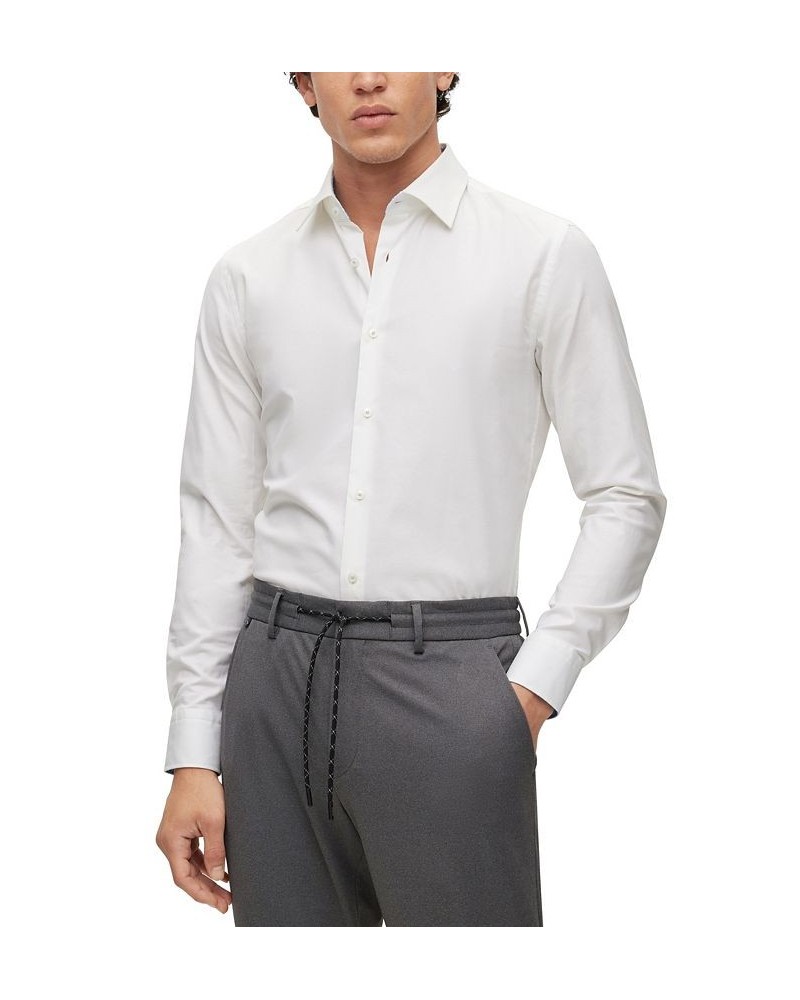 BOSS Men's Slim-Fit Shirt in Easy-Iron Structured Stretch Cotton White $45.54 Shirts