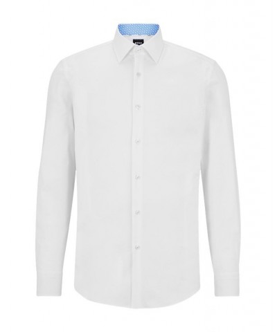 BOSS Men's Slim-Fit Shirt in Easy-Iron Structured Stretch Cotton White $45.54 Shirts