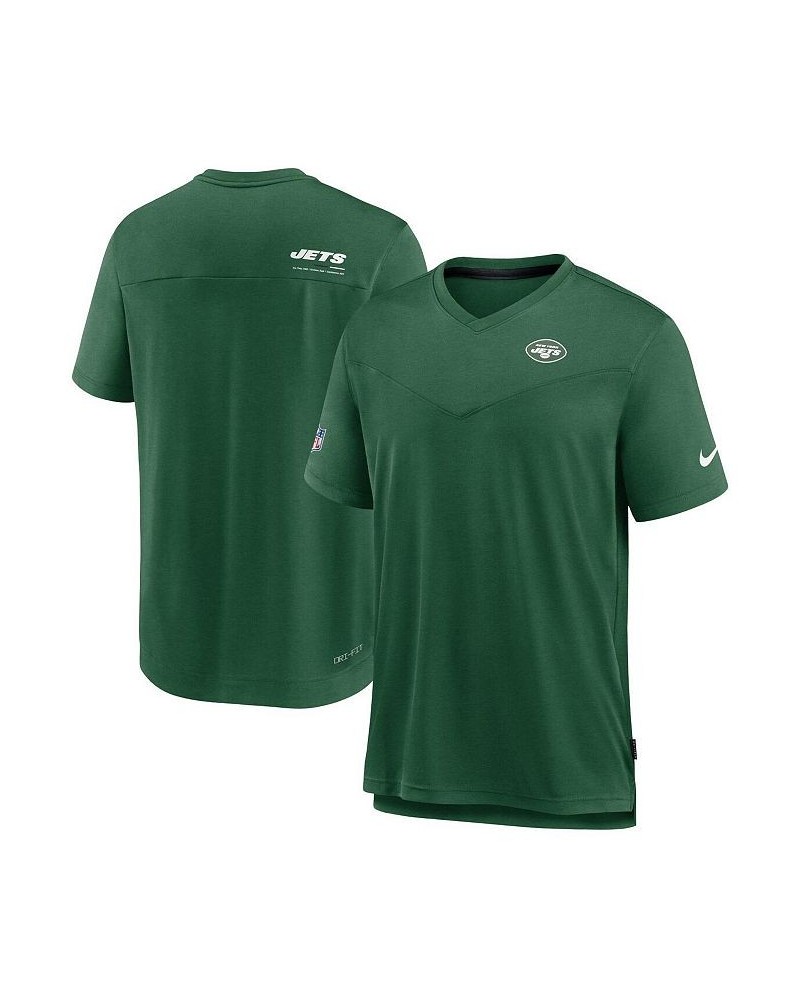 Men's Green New York Jets 2022 Sideline Coach Chevron Lock Up Performance V-Neck T-shirt $24.48 T-Shirts