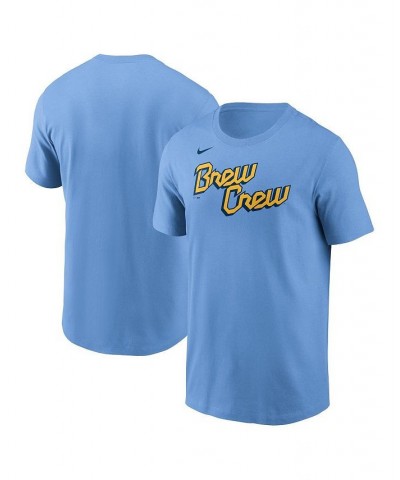 Men's Powder Blue Milwaukee Brewers 2022 City Connect Wordmark T-shirt $25.64 T-Shirts