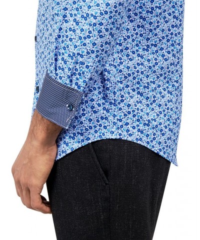 Men's Slim-Fit Floral Performance Dress Shirt Blue $26.40 Dress Shirts