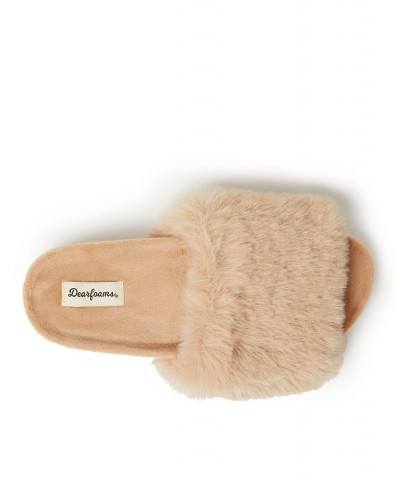 Women's Milly Pile Molded Footbed Slide Tan/Beige $26.52 Shoes