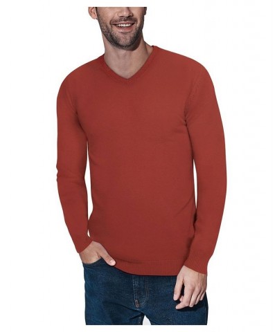 Men's Basic V-Neck Pullover Midweight Sweater Pink $21.15 Sweaters