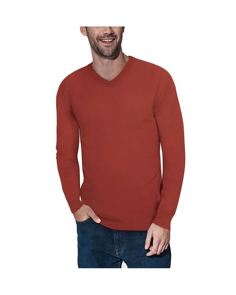 Men's Basic V-Neck Pullover Midweight Sweater Pink $21.15 Sweaters