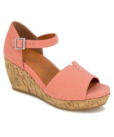 Women's Vera Cork Wrapped Wedge Sandals Pink $91.54 Shoes