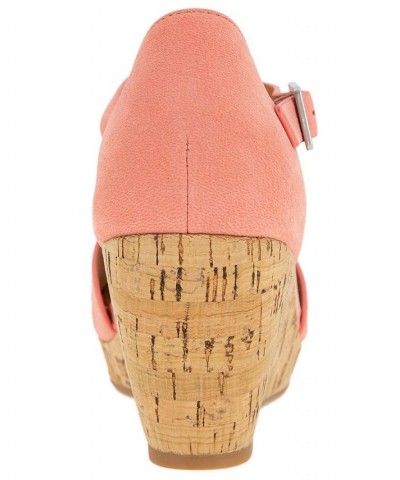 Women's Vera Cork Wrapped Wedge Sandals Pink $91.54 Shoes