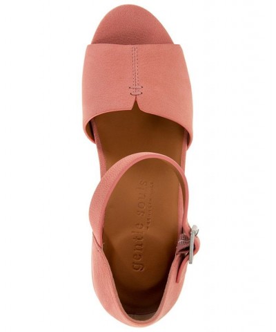 Women's Vera Cork Wrapped Wedge Sandals Pink $91.54 Shoes