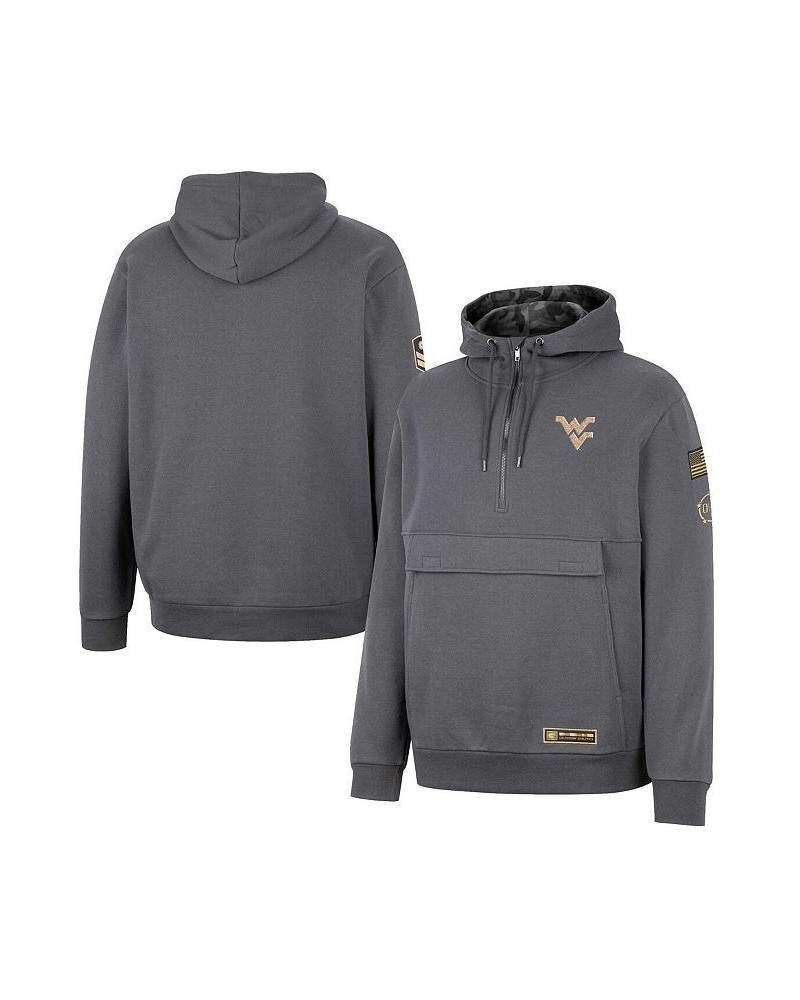 Men's Charcoal West Virginia Mountaineers OHT Military-Inspired Appreciation Quarter-Zip Hoodie $35.69 Sweatshirt