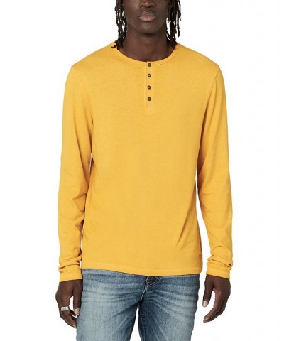 Men's Faded Kaduk Henley Long Sleeve T-Shirt Yellow $14.57 T-Shirts