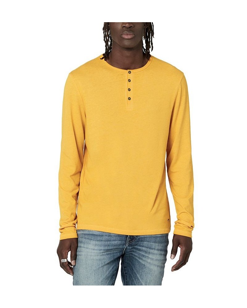 Men's Faded Kaduk Henley Long Sleeve T-Shirt Yellow $14.57 T-Shirts