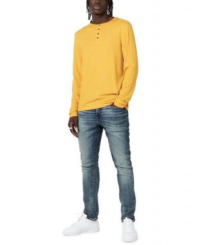 Men's Faded Kaduk Henley Long Sleeve T-Shirt Yellow $14.57 T-Shirts