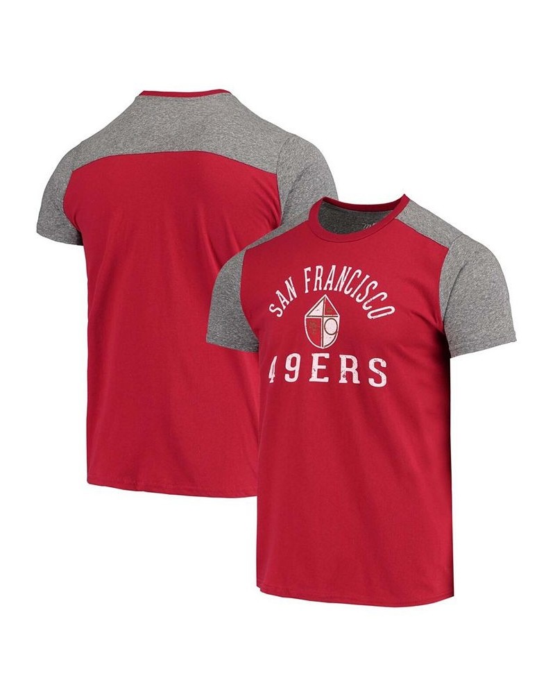 Men's Scarlet, Heathered Gray San Francisco 49Ers Gridiron Classics Field Goal Slub T-shirt $24.75 T-Shirts