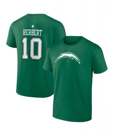 Men's Branded Justin Herbert Green Los Angeles Chargers St. Patrick's Day Icon Player T-shirt $13.94 T-Shirts