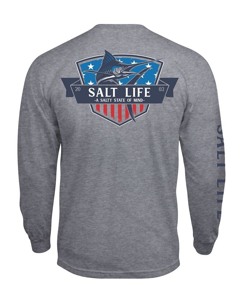 Men's Marlin State of Mind Long-Sleeve T-Shirt Gray $15.12 T-Shirts