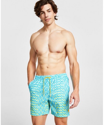 Men's Island Graphic Drawstring Swim Trunks Orange $32.39 Swimsuits