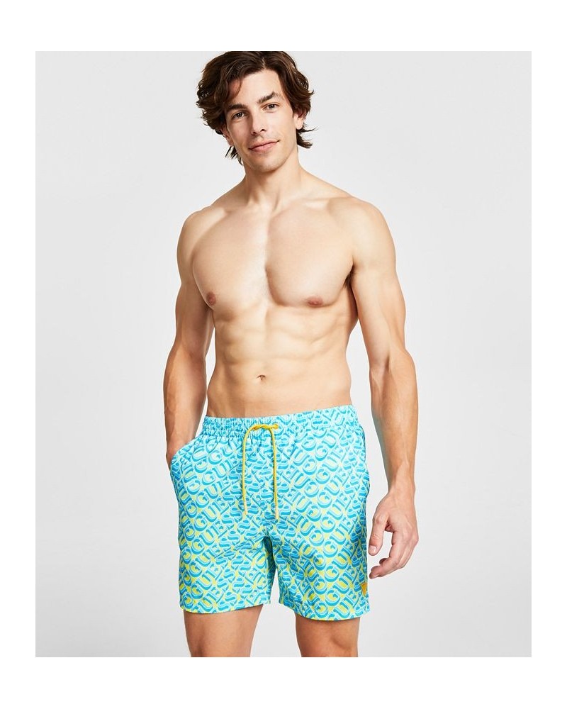 Men's Island Graphic Drawstring Swim Trunks Orange $32.39 Swimsuits