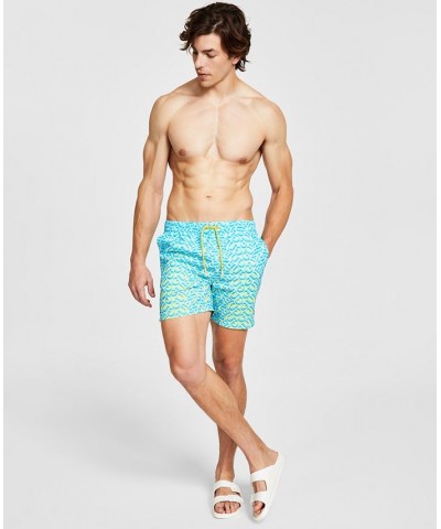 Men's Island Graphic Drawstring Swim Trunks Orange $32.39 Swimsuits